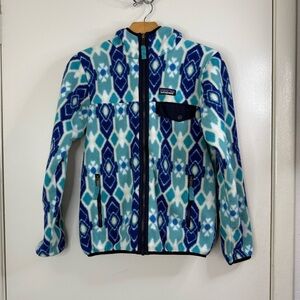 Patagonia Synchilla, blue Pine Patch Snap-T Hooded Full-Zip Fleece Jacket XS